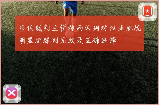 韦伯裁判主管称西汉姆对拉亚犯规明显进球判无效是正确选择
